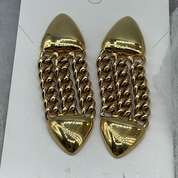 Vintage Monet 3 chain link earrings. - Picture 1 of 6